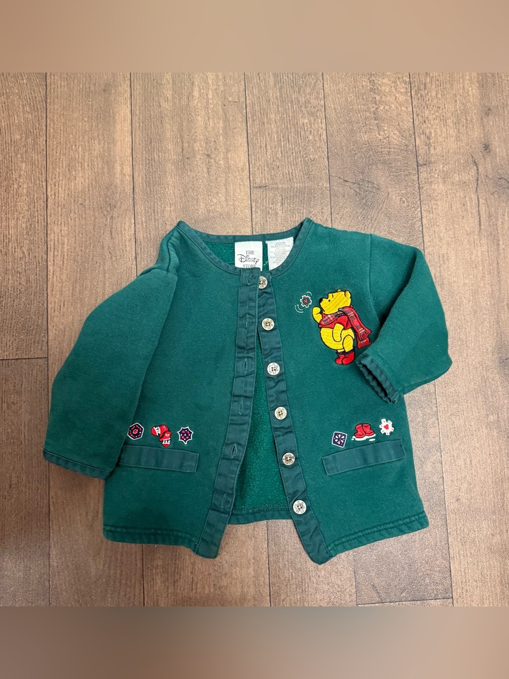 VTG 90's Winnie the Pooh Disney Store Jacket Girls 2t  green Embroidered snow
